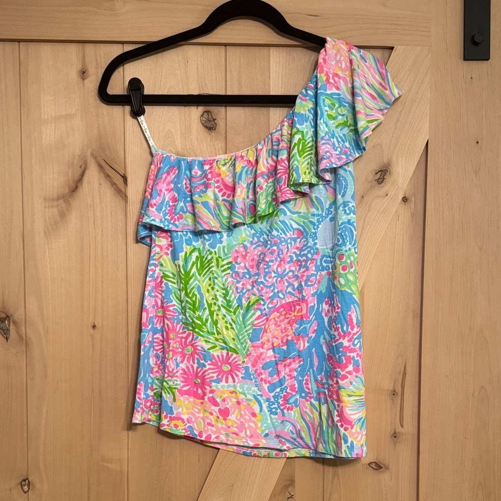Lilly Pulitzer One-Shoulder Ruffle Top